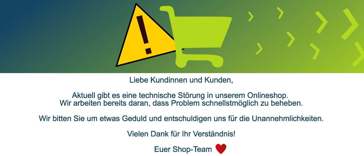 technische St&ouml;rung in unserem Shop